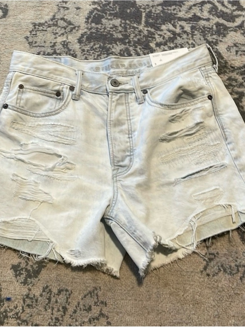 American Eagle Light Blue Distressed Denim Cutoff Shorts